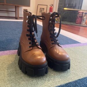 New Marc Fisher Brown Chunky Boots Womens 7.5